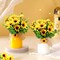 (2 Pcs) Artificial Fake Flowers with Vase Decoration (White, Yellow, Green) 2.5"D x 2.5"W x 3.2"H